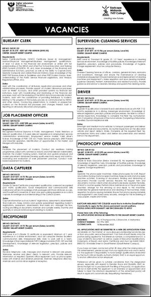 Vacancies: Eastcape Midlands TVET College