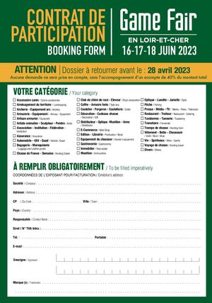 Contrat Game Fair 2023