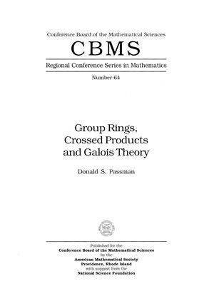 Calaméo - Groups, Rings Crossed Product And Galois Theory By Donald S ...