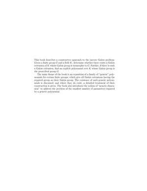 Jensen C U., Ledet A.,  Yui N. Generic Polynomials Constructive Aspects Of The Inverse Galois Problem (CUP MSRI 2002).