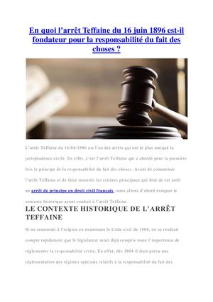 En quoi l’arrêt Teffaine du 16 juin 1896 est-il fondamental ?