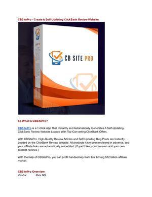 CBSitePro - Create A Self Updating Click Bank Review Website 1