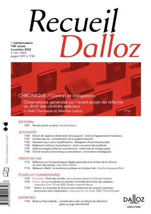 Recueil Dalloz Octobre 2022