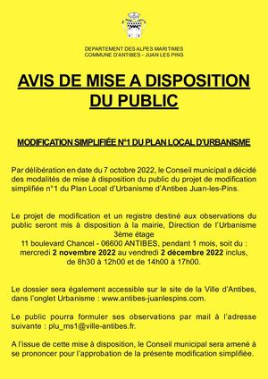Modifs PLU - Affiche Jaune Avis A3