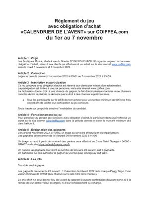 Règlement Jeu COIFFEA - Peggy Sage