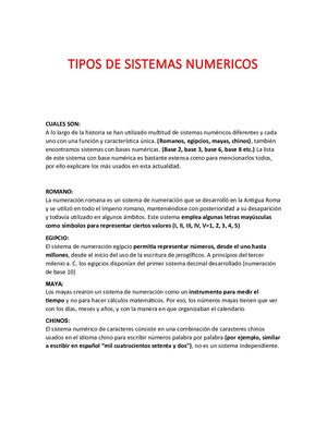 Tipos De Sistemas Numericos
