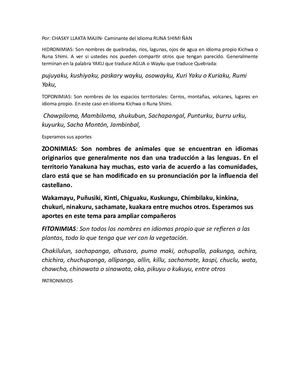 Fundamentación Kicwa