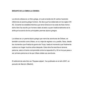 Ensayo De La Obra La Odisea