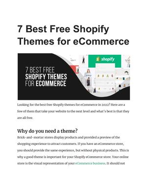 7 Best Free Shopify Themes For E Commerce
