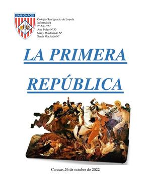 Pirmera Republica De Venezuela