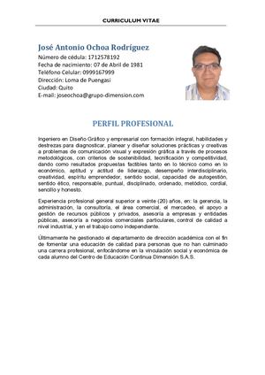 Hoja De Vida José Ochoa