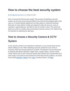How To Choose The Best Security System