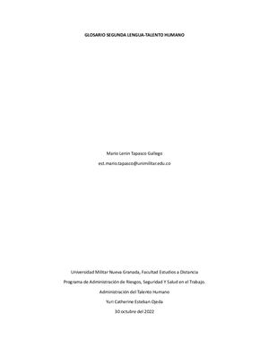 Glosario Segunda Lengua Talento Humano