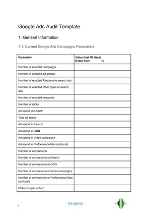 Google Ads Audit Template