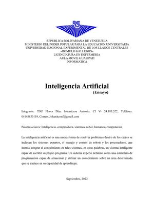 Ensayo Inteligencia Artificial