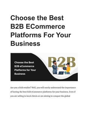 Choose The Best B2b Ecommerce Platforms For Your Business