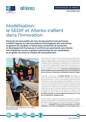 Communiqué de presse | Modélisation : le SEDIF et Altereo s'allient dans l'innovation