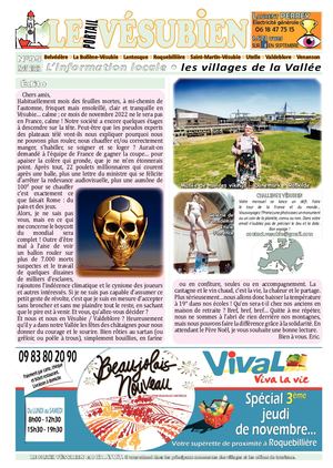 NOVEMBRE 2022 - LE portail VESUBIEN n°95. Journal gratuit de la Vésubie & Valdeblore - 06450 - Alpes Maritimes