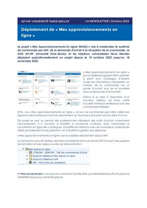 N°2 I Déploiement De « Mes Approvisionnements En Ligne ».