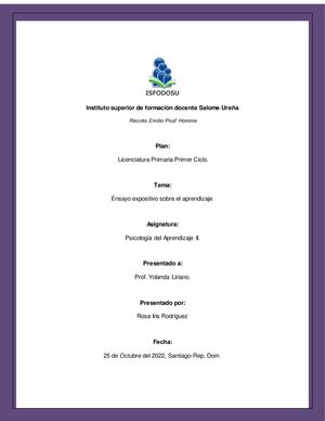 Ensayo Expositivo Sobre el aprendizaje
