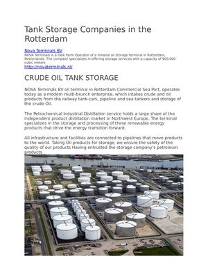 Tank Storage Companies In The Rotterdam