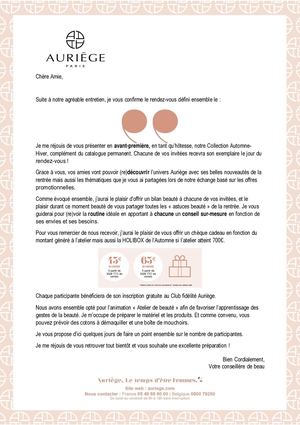 Lettre Confirmation Hôtesse AU