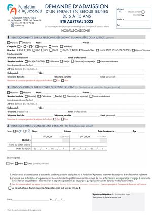 Inscription Nouvelle Calédonie 2023