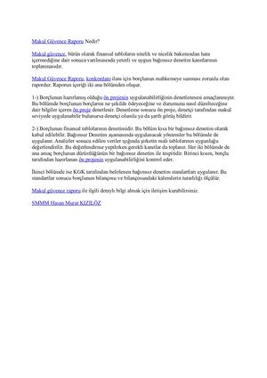 Makul Güvence Raporu Nedir