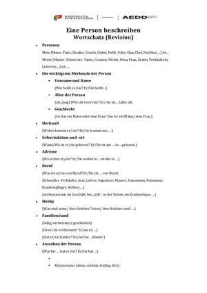 Personen Beschreiben Vokabular