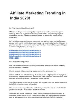 Affiliate Marketing Trending In India 2020