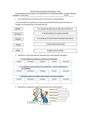 EVALUACIÓN ELEMENTOS DE LA COMUNICACIÓN