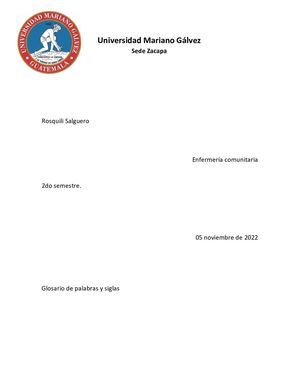 Glosario De Palabras Enfermeria Comunitaria