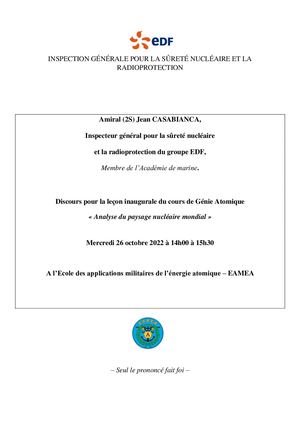 Casabianca - Leçon inaugurale le 26 octobre 2022 à l'EAMEA