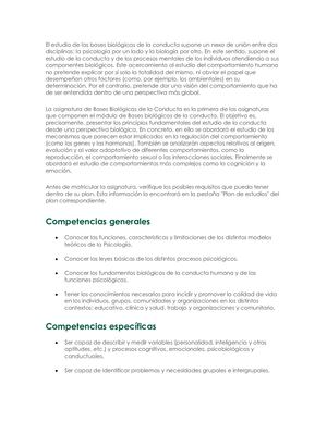 Bases Biológicas Del Comportamiento Y Su Relación Con La Psicología