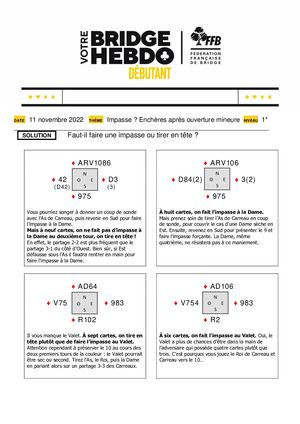 36. Solution Votrebridgehebdo Debutant 11 11 2022