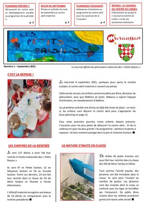 Journal Du Centre De Loisirs - Septembre 2021 (n°1).