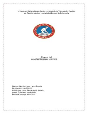 Manual De Técnicas De Enfermería