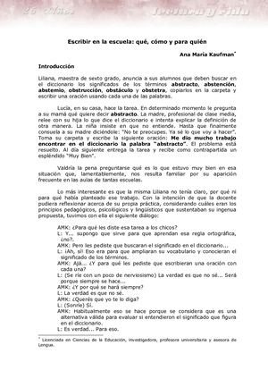 Kaufman, Escribir En La Escuela