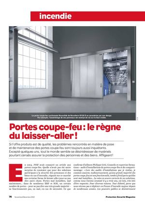 Dossier PSM sur les portes coupe-feu