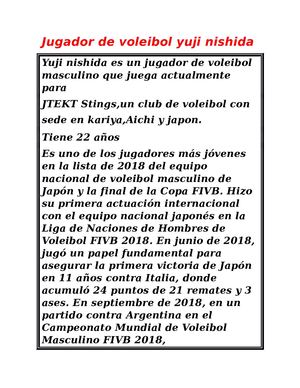 Jugador De Voleibol Yuji Nishida