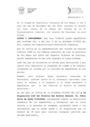 Resolucion N° 4 Archivo Expurgo Inmediato