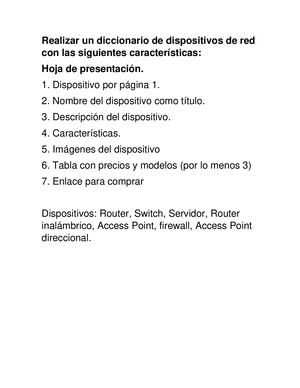 Realizar Un Diccionario De Dispositivos De Red Actividad 12