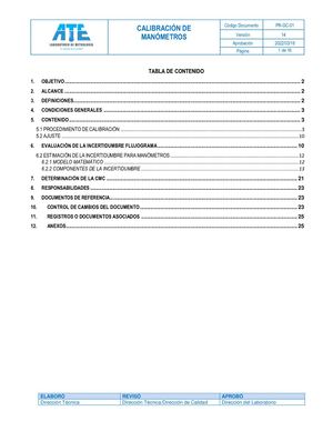 Pr Gc 01 Calibración De Manómetros