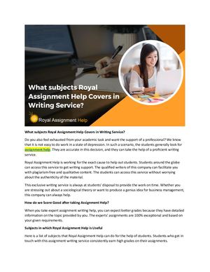 What Subjects Royal Assignment Help Covers In Writing Service