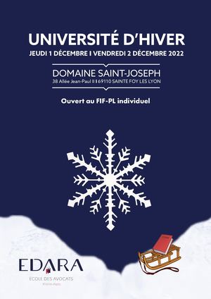 EDARA - PROGRAMME UNIVERSITÉ HIVER 2022
