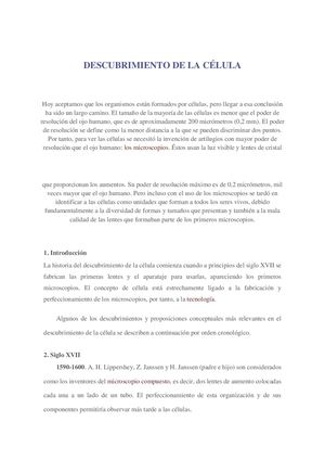 La Celula, Origen Y Su Estructura