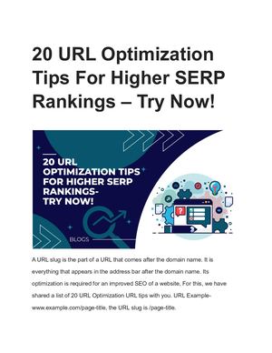 20 Url Optimization Tips For Higher Serp Rankings