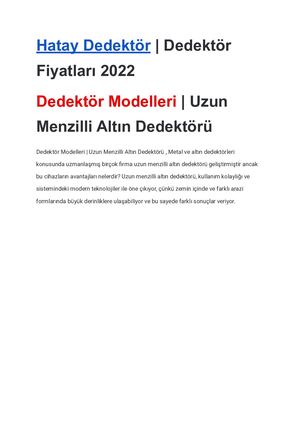 Hatay Dedektör Dedektör Fiyatları 2022