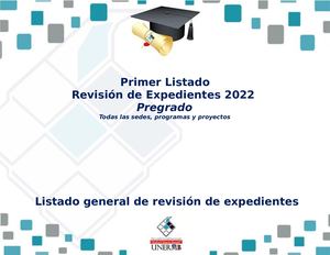 Primer Listado de revisión de expediente de estudiantes de pregrado noviembre 2022