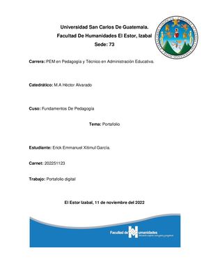 Portafolio Digital Fundamentos De Pedagogia